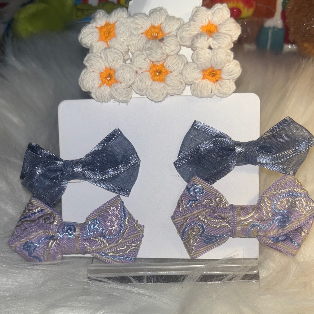 Elegant Floral and Bow Hair Clip Set